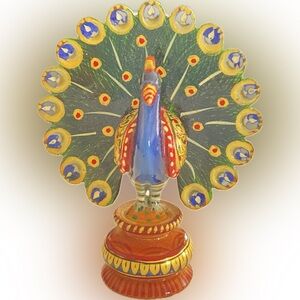 Wood Dancing Peacock Figurine